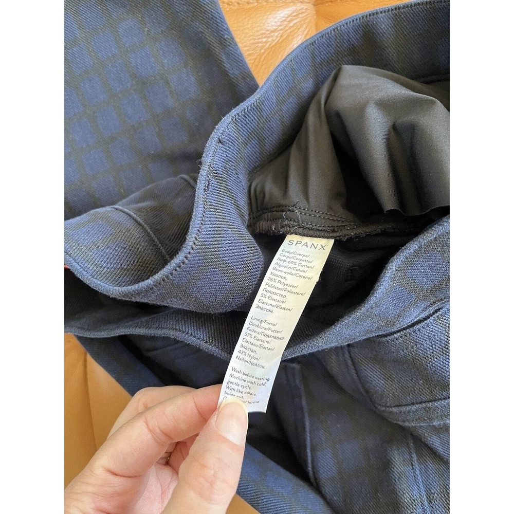 Spanx Blue Check Plaid Pull On Slimming Jeggings Women’s Size Small Pants - Picture 6 of 6